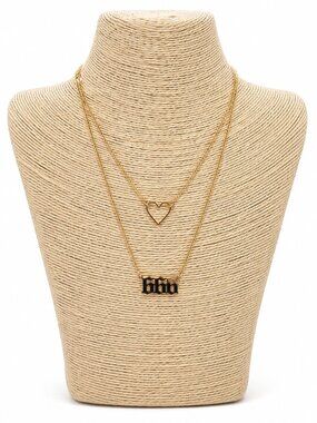 NWT XMC Gold Tone Layered Heart 666 Pendant Necklace